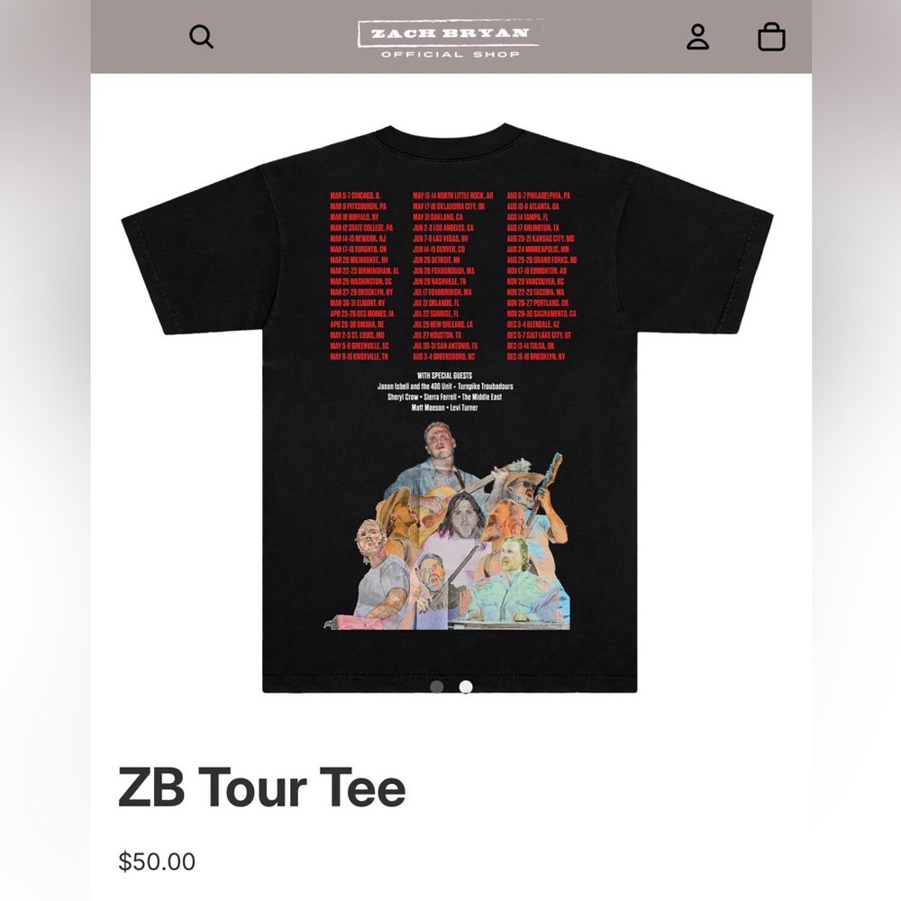 Zach Bryan Men's Large Merch T-Shirt